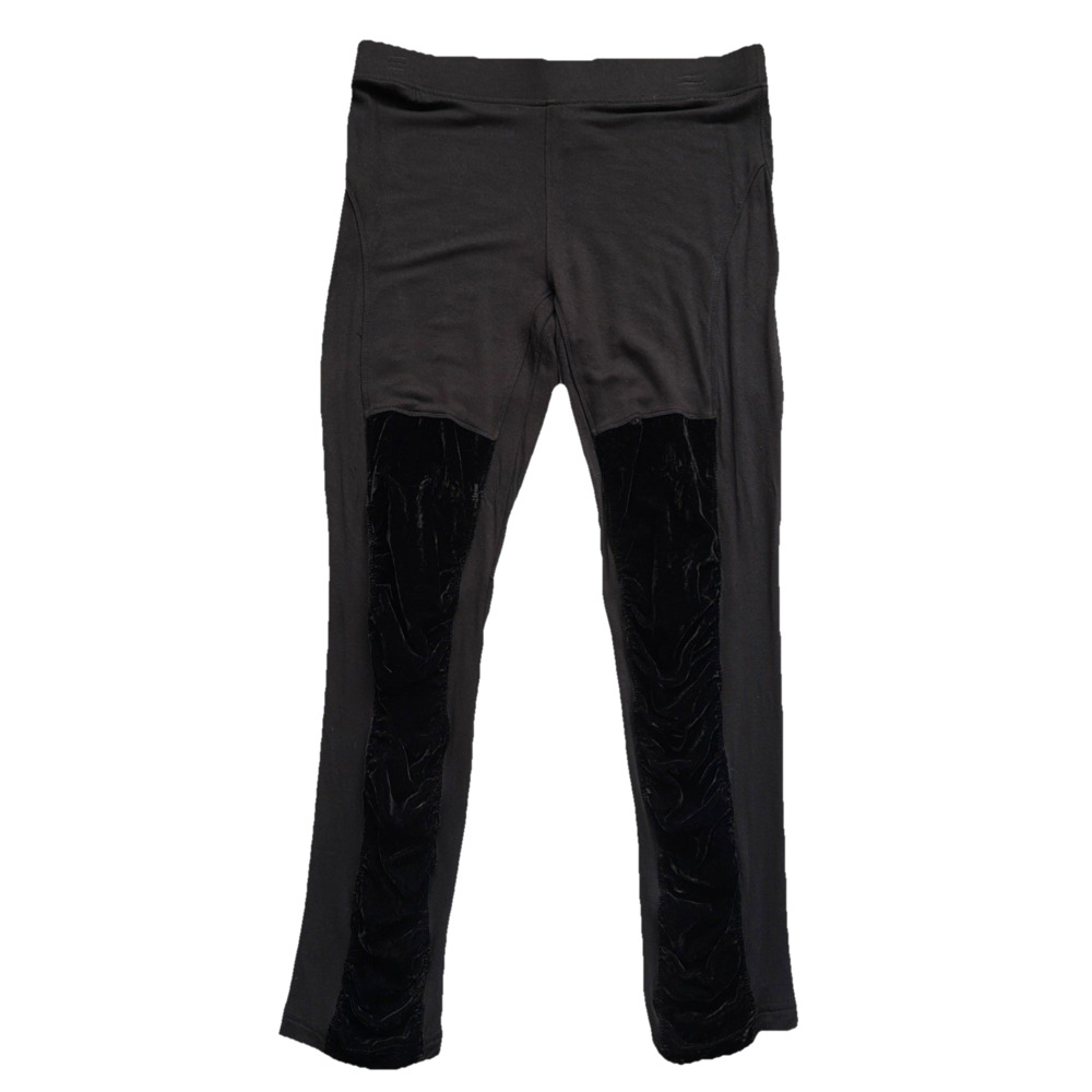 Mind Set By XCVI Black Leggings Womens Medium Ruched Velvet Panel Pull On Goth